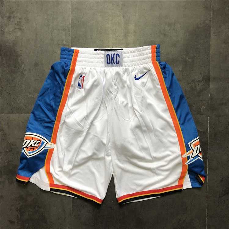 Men NBA Oklahoma City Thunder White Nike Shorts 0416